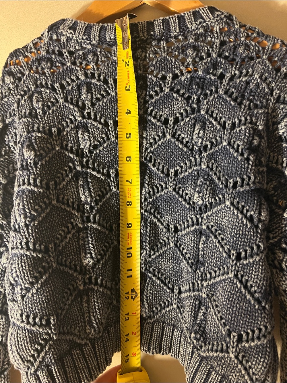Full Tilt Cropped Textured Knit Sweater - Blue XS. - Picture 6 of 6